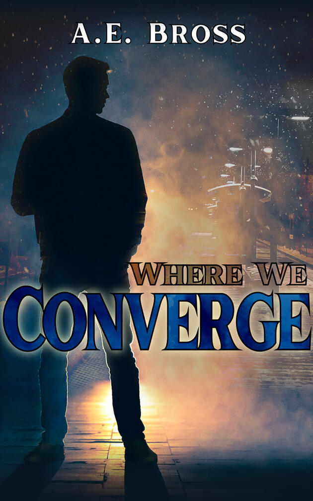 Where We Converge Man standing against rising fog on an illuminated elevated train station. Where We Converge by A.E. Bross